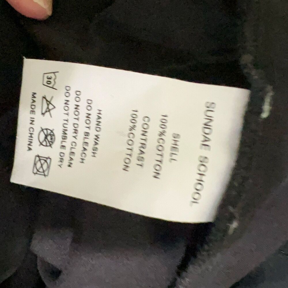 Sundae School Pants Black M 100% Cotton Flower Logo Elastic Waist Cuffs - Picture 9 of 9